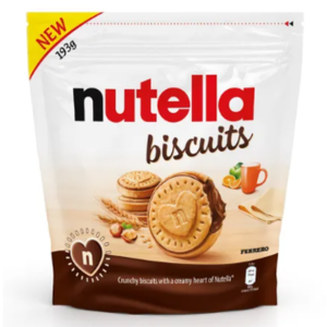 Biscuits Nutella, pâte à tartiner aux noisettes et cacao, biscuits sandwich, sachet de 14 x 18